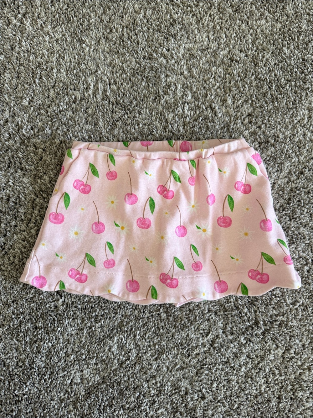Girls' Pink Cherry Print Pima Cotton Skort - Playful Everyday Wear
